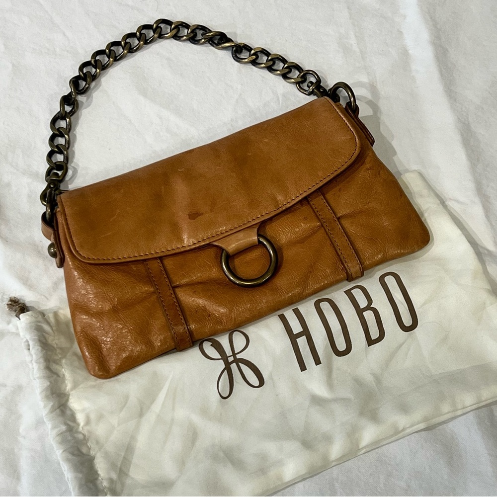 HOBO International Brown Leather Mini Margo Clutch Wristlet Handbag